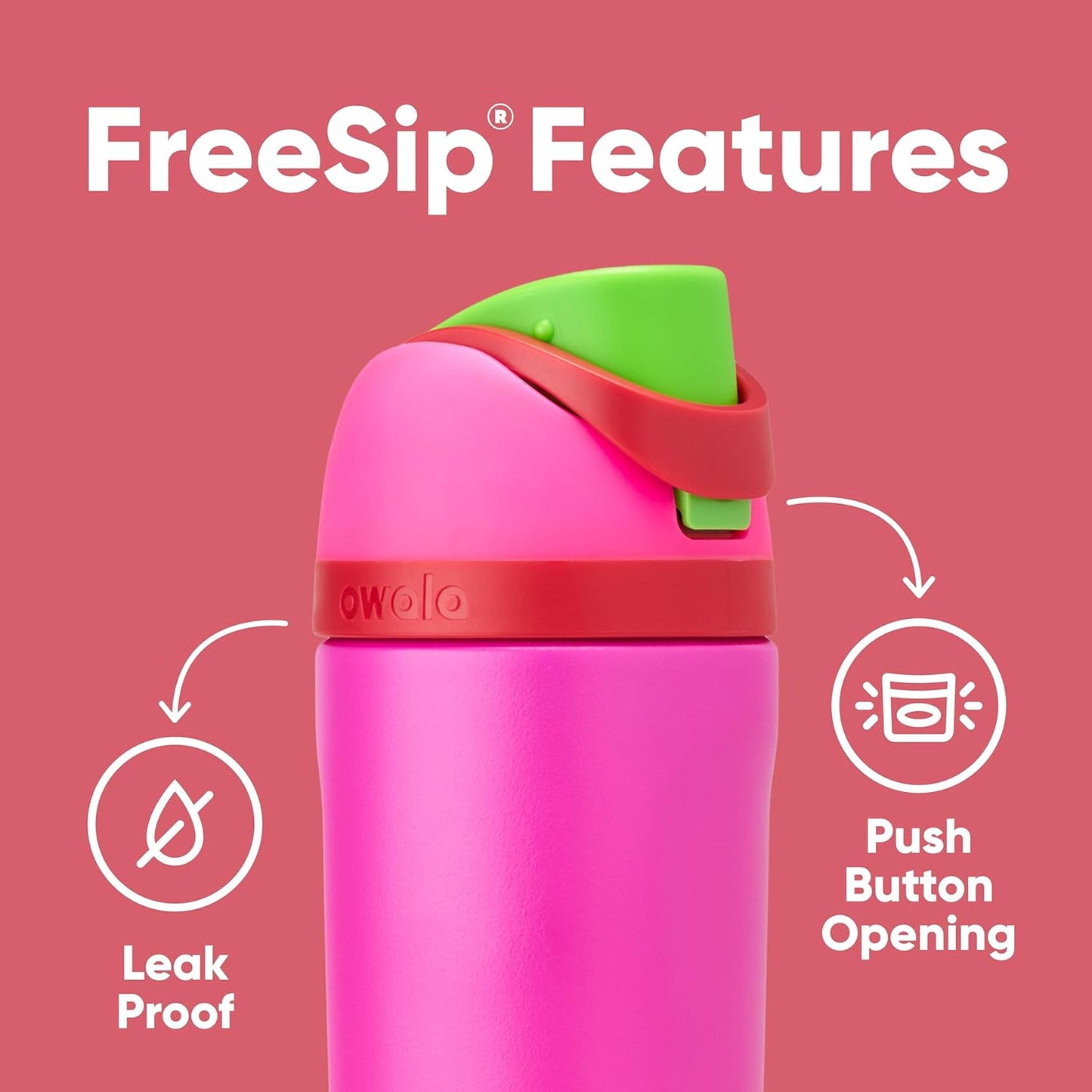 Gym Freesip Insulated Stainless Steel Water Bottle with Straw for Sports, Travel, and School, Bpa-Free Sports Water Bottle, 16 Oz