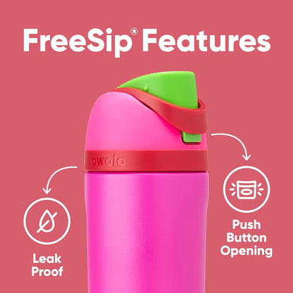 Gym Freesip Insulated Stainless Steel Water Bottle with Straw for Sports, Travel, and School, Bpa-Free Sports Water Bottle, 16 Oz