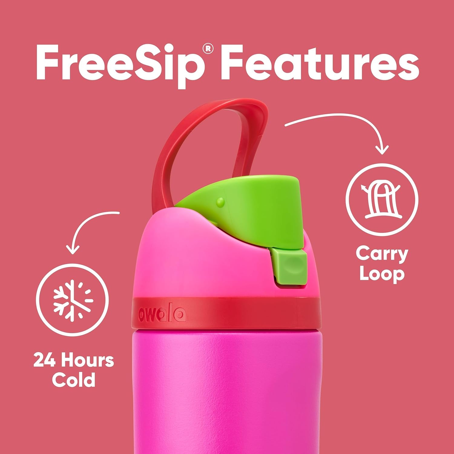 Gym Freesip Insulated Stainless Steel Water Bottle with Straw for Sports, Travel, and School, Bpa-Free Sports Water Bottle, 16 Oz