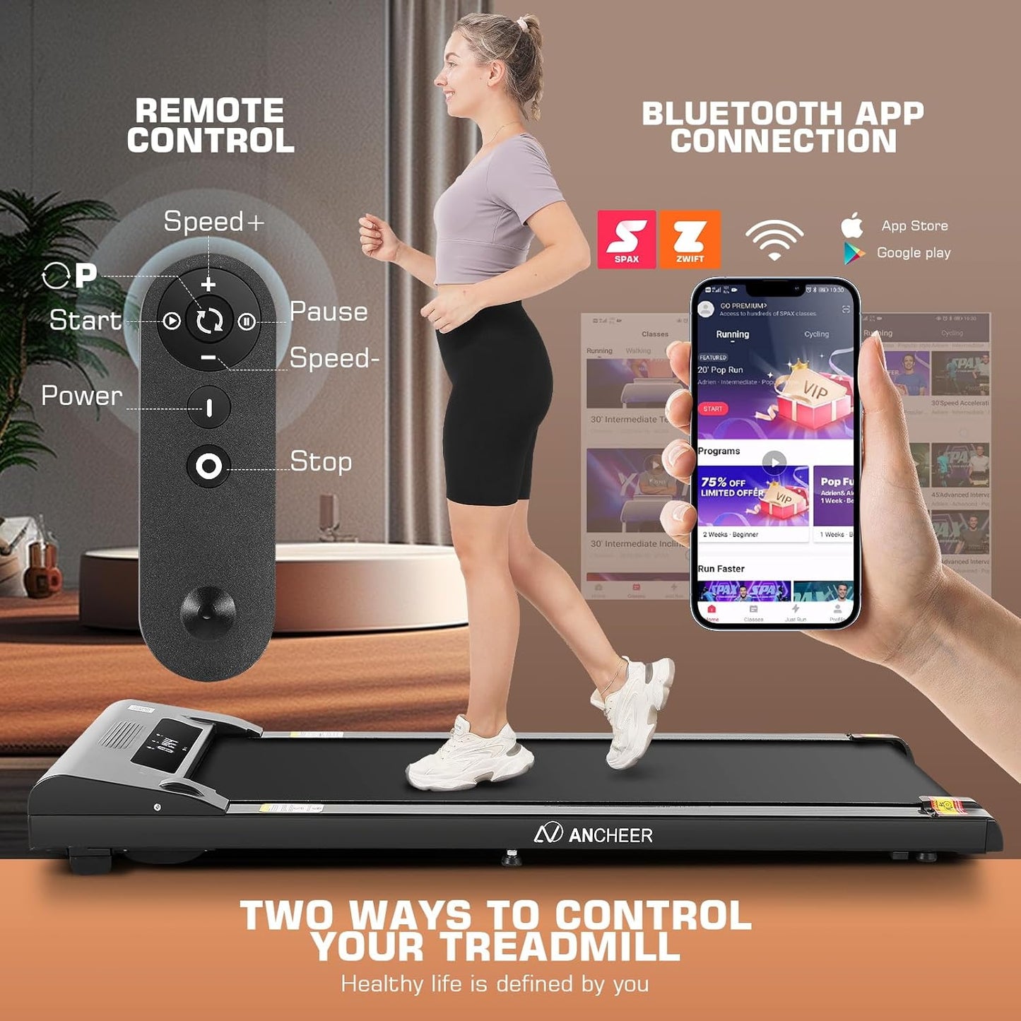 Under Desk Treadmill - 300 lb Capacity, 2.5 HP Portable 2-in-1 Walking Pad with Remote Control, Compact Design for Home Office and Gym Use, Features LED Display