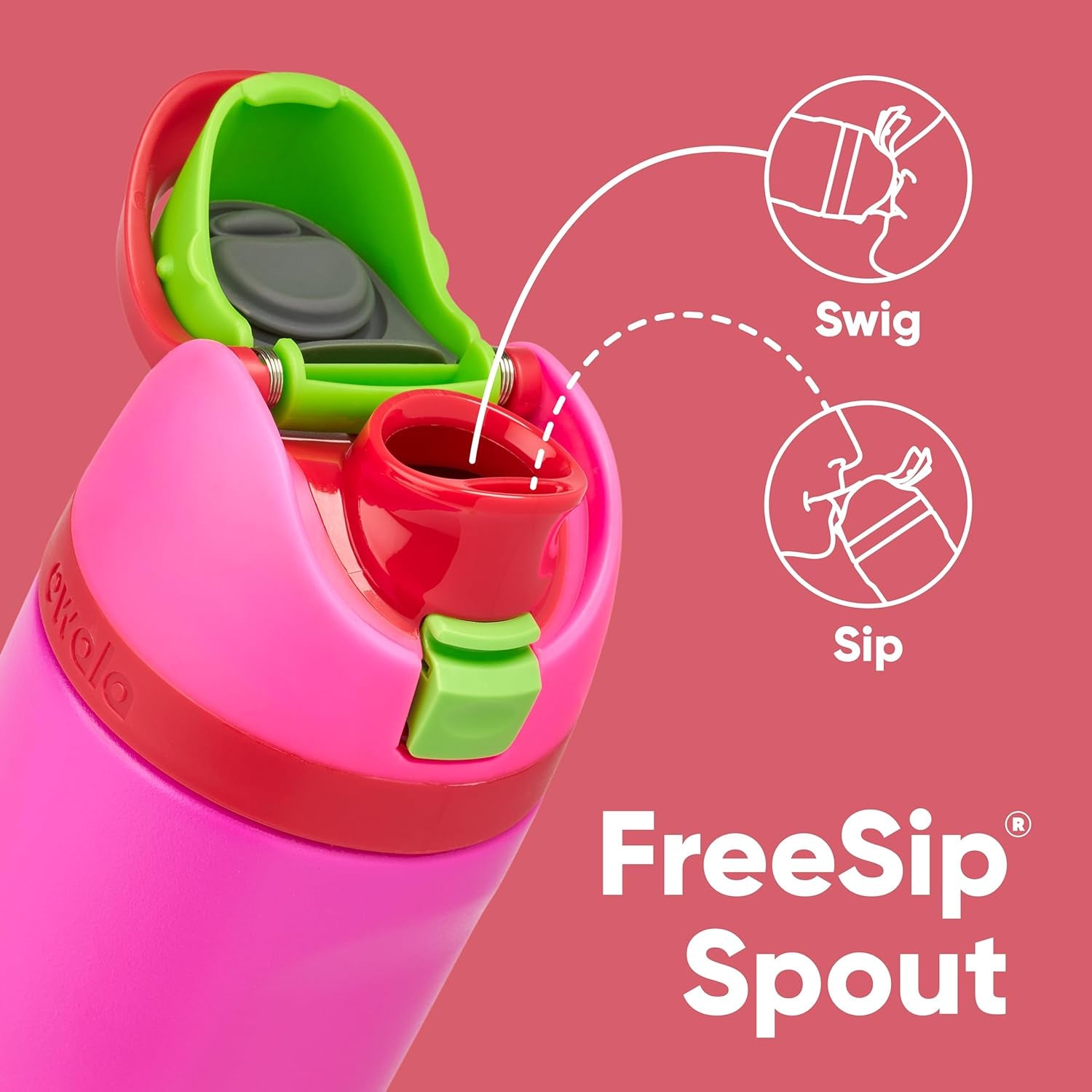 Gym Freesip Insulated Stainless Steel Water Bottle with Straw for Sports, Travel, and School, Bpa-Free Sports Water Bottle, 16 Oz