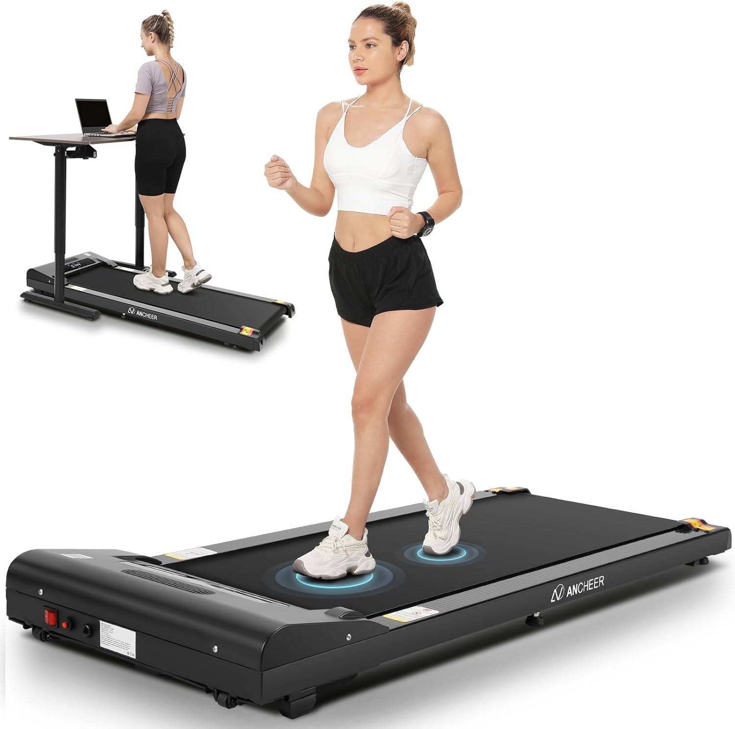 Under Desk Treadmill - 300 lb Capacity, 2.5 HP Portable 2-in-1 Walking Pad with Remote Control, Compact Design for Home Office and Gym Use, Features LED Display